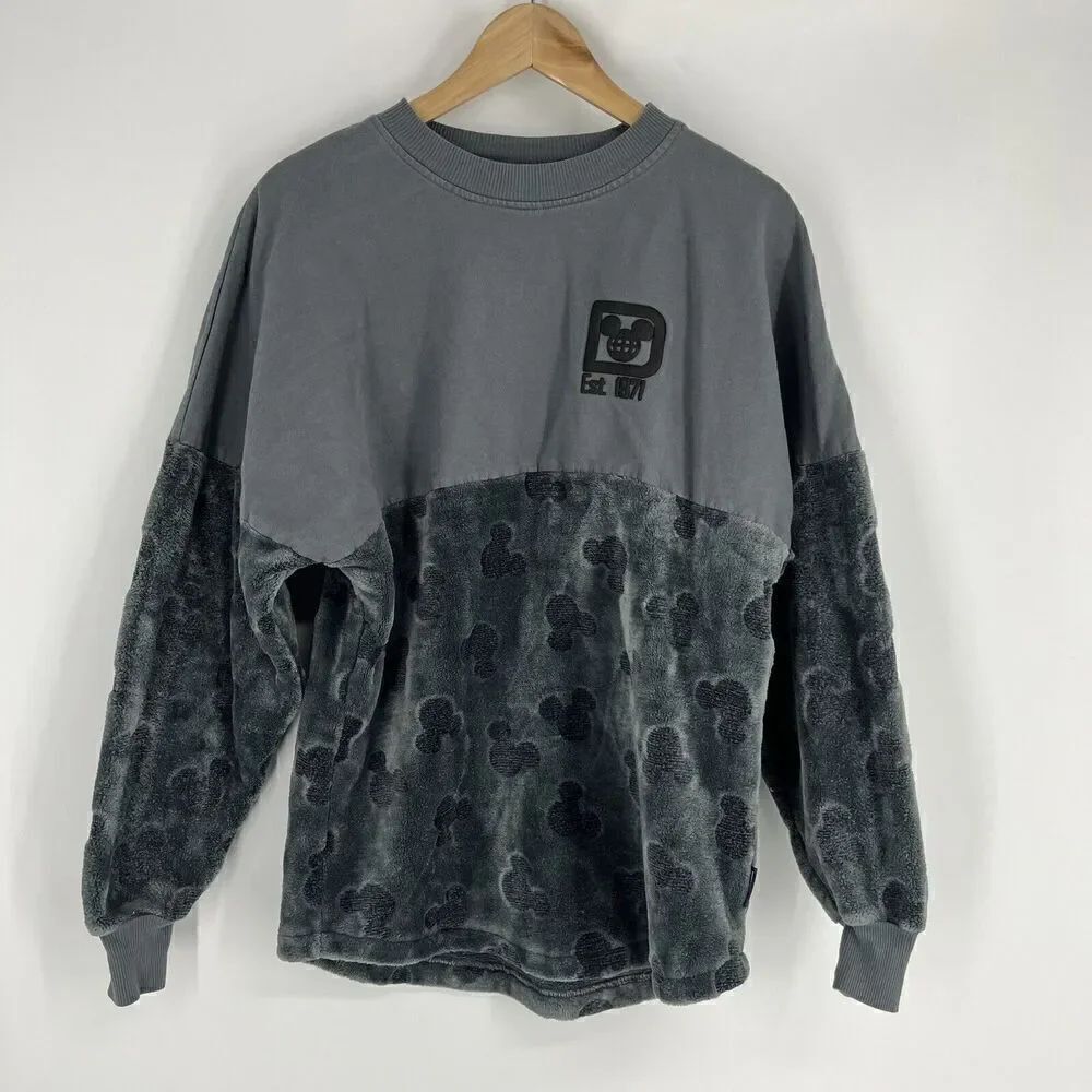 Spirit Jersey Walt Disney World T Shirt Size Small Gray Velour Mickey Mouse Icon
